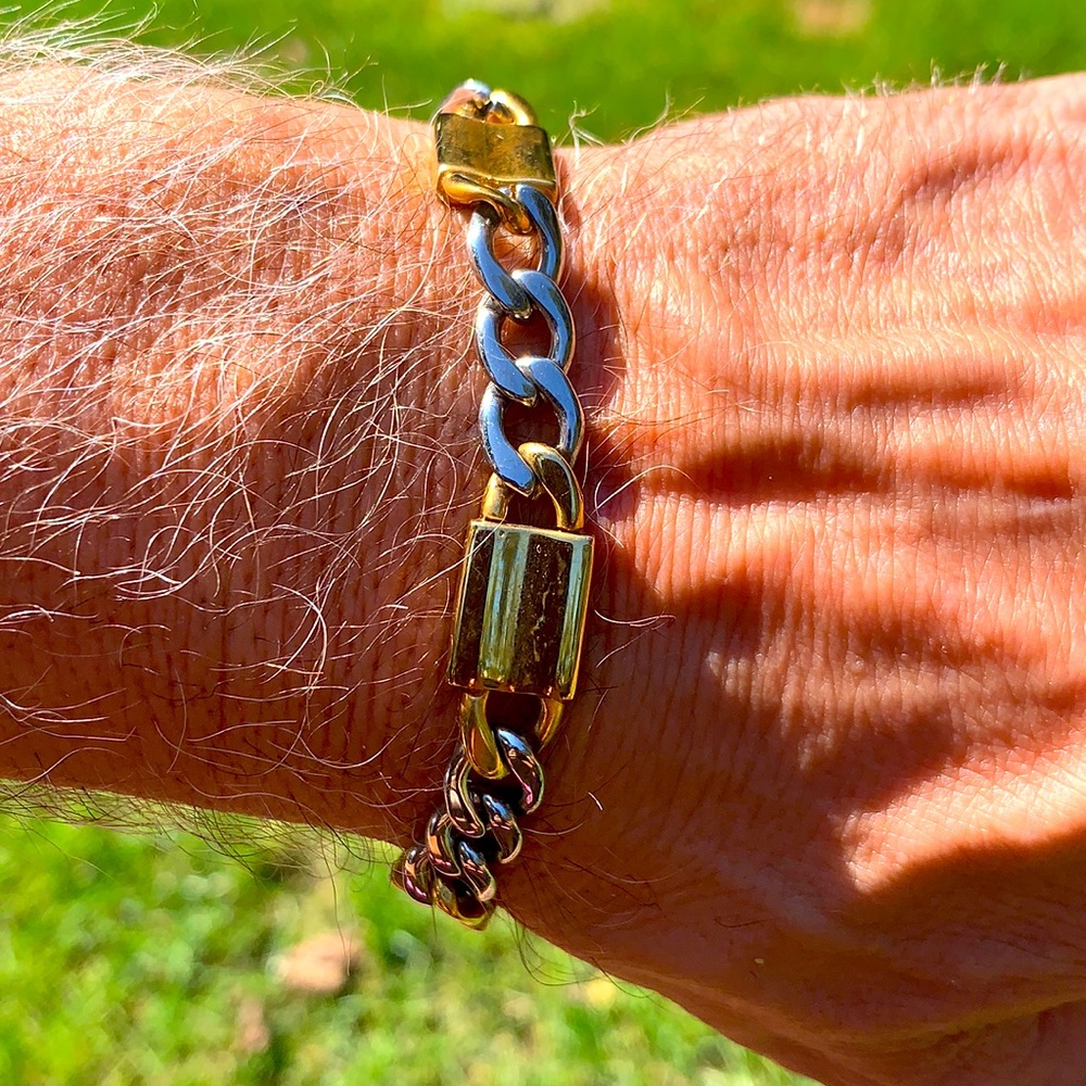 New Two Tone Stainless Steel Link Bracelet - Picture 1 of 9